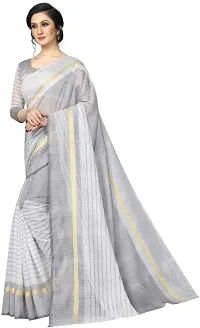 Women Stylish Cotton Silk Striped Saree with Blouse piece-thumb3