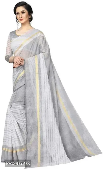 Women Stylish Cotton Silk Striped Saree with Blouse piece-thumb4