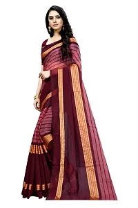 Stylish Maroon Cotton Silk Saree with Blouse piece For Women-thumb2