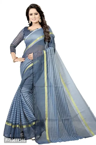 Women Stylish Cotton Silk Self Pattern Saree with Blouse piece-thumb0