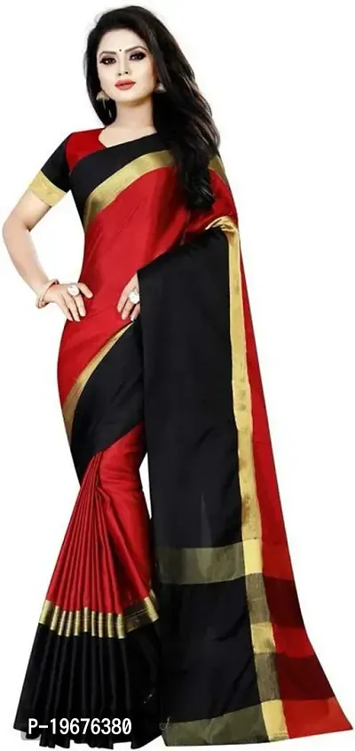 Women Stylish Silk Blend Self Pattern Saree with Blouse piece-thumb0