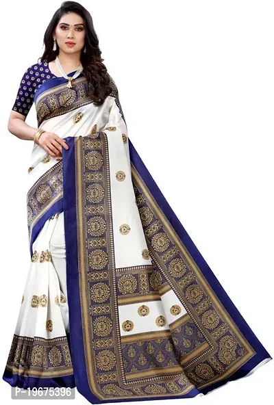 Women Stylish Art Silk Printed Saree with Blouse piece-thumb0