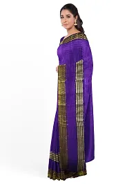 Stylish Purple Cotton Silk Solid Saree with Blouse piece For Women-thumb3