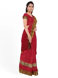 Stylish Red Cotton Silk Solid Saree with Blouse piece For Women-thumb3