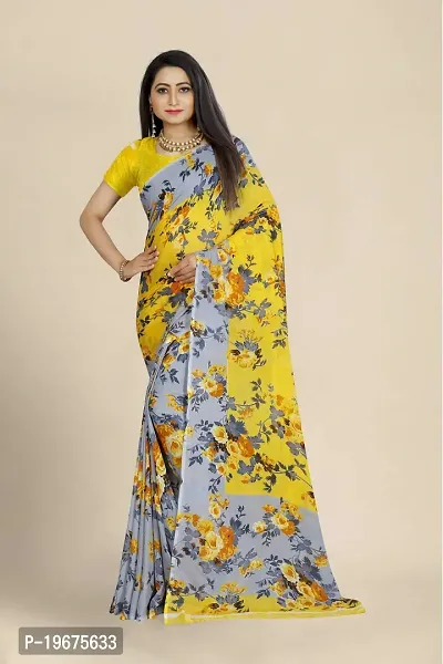 Women Stylish Georgette Printed Saree with Blouse piece