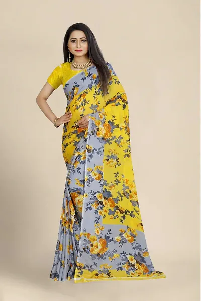 Multicolored Georgette Sarees With Blouse Piece
