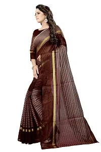 Women Stylish Cotton Silk Striped Saree with Blouse piece-thumb3