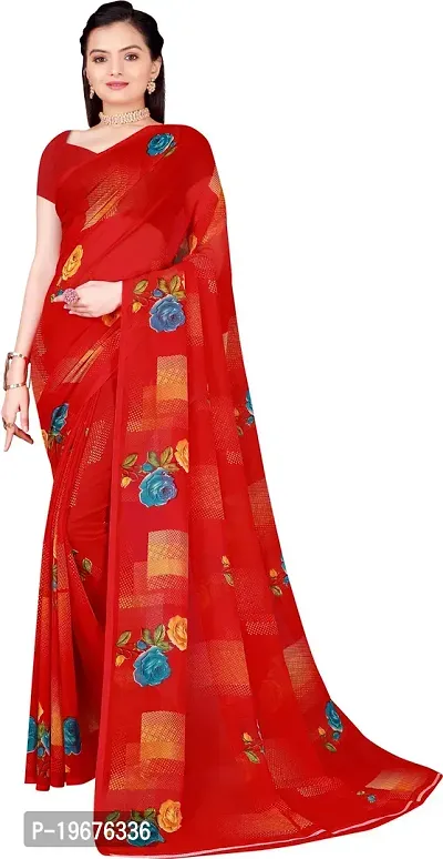 Women Stylish Georgette Printed Saree with Blouse piece-thumb0