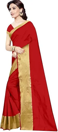 Women Stylish Cotton Silk Solid Saree with Blouse piece-thumb2