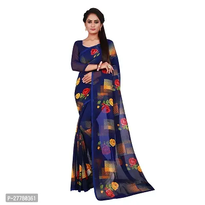 Stylish Georgette Multicoloured Printed Saree With Blouse Piece For Women