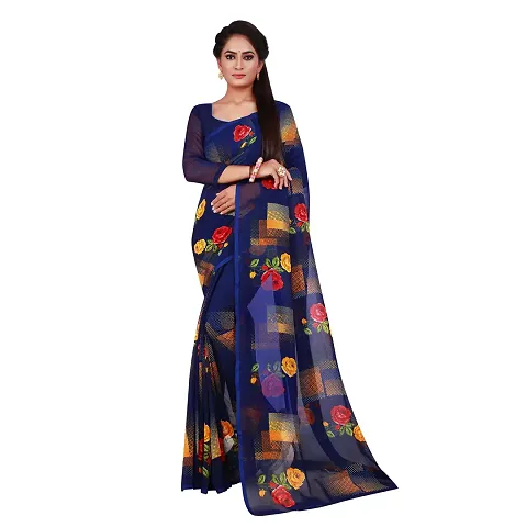 Stylish Georgette Saree With Blouse Piece For Women