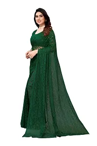 Elegant Green Cotton Silk Saree with Blouse piece For Women-thumb1