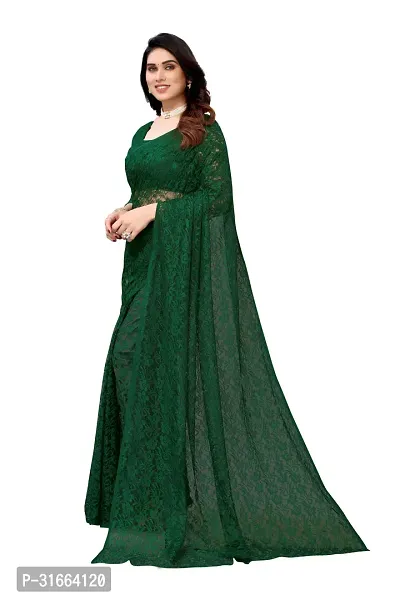 Elegant Green Cotton Silk Saree with Blouse piece For Women-thumb2