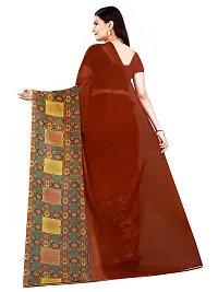 SAADHVI Women's Brown Georgette Ethnic Motif Printed Saree With Unstitched Blouse(FL-Georgette95) | Free Size-thumb2