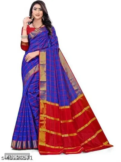 Women Stylish Cotton Blend Self Pattern Saree with Blouse piece