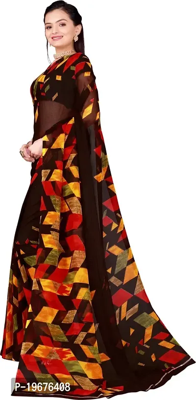 Women Stylish Georgette Printed Saree with Blouse piece-thumb3