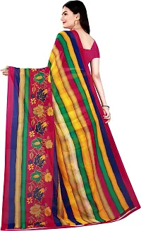 Women Stylish Georgette Striped Saree with Blouse piece-thumb1