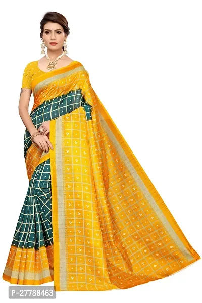 Stylish Art Silk Green Printed Saree With Blouse Piece For Women-thumb0