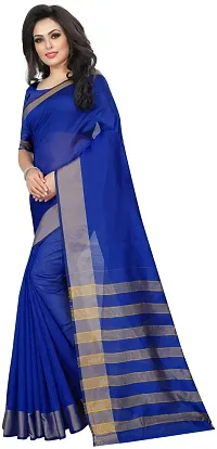 Women Stylish Cotton Silk Solid Saree with Blouse piece-thumb1