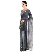 SAADHVI Women's Grey Cotton Silk Striped Work Saree(FL-IF-RustomGrey-GO, Free Size) | Free Size-thumb2