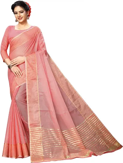 Women Stylish Silk Striped Saree with Blouse piece