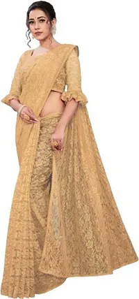 Women Stylish Net Self Pattern Saree with Blouse piece-thumb4