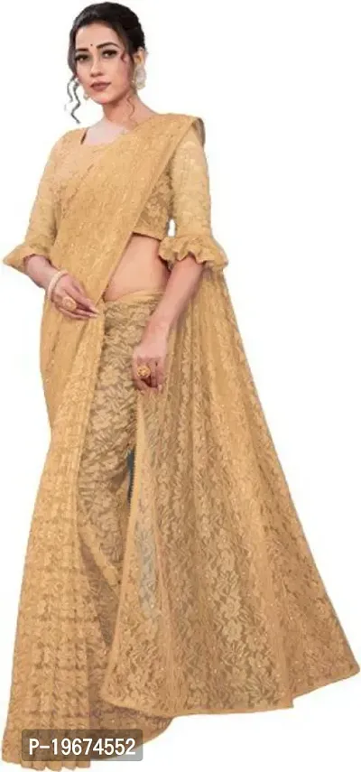 Women Stylish Net Self Pattern Saree with Blouse piece-thumb5