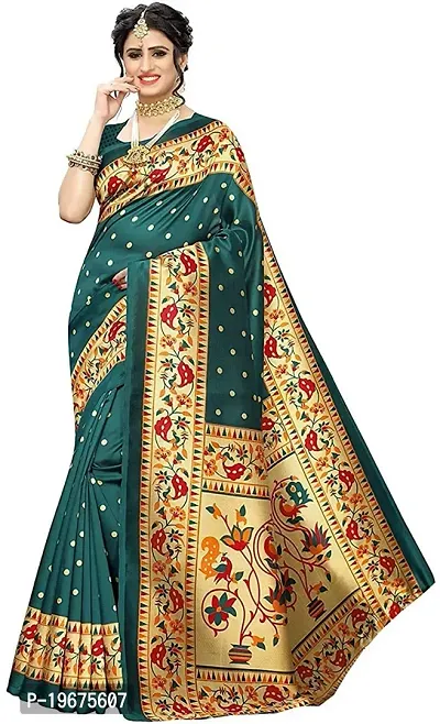 Women Stylish Art Silk Printed Saree with Blouse piece-thumb0