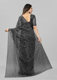 Elegant Black Net Saree with Blouse piece For Women-thumb2