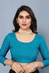 Elegant Turquoise Net Saree with Blouse piece For Women-thumb2