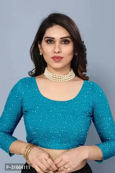 Elegant Turquoise Net Saree with Blouse piece For Women-thumb3