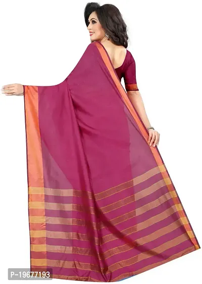 Women Stylish Cotton Silk Solid Saree with Blouse piece-thumb3