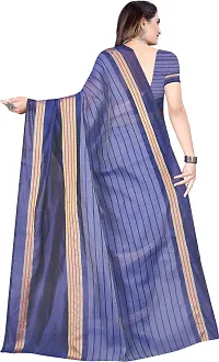 Women Stylish Cotton Silk Striped Saree with Blouse piece-thumb2