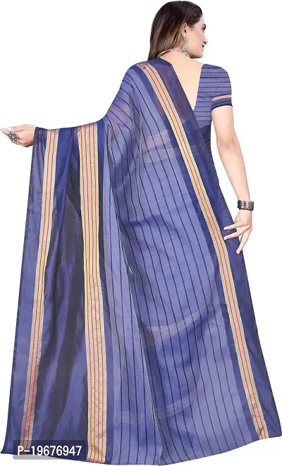 Women Stylish Cotton Silk Striped Saree with Blouse piece-thumb3