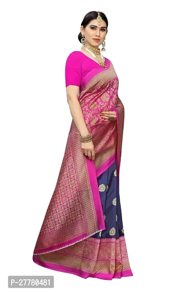 Stylish Art Silk Blue Printed Saree With Blouse Piece For Women-thumb3