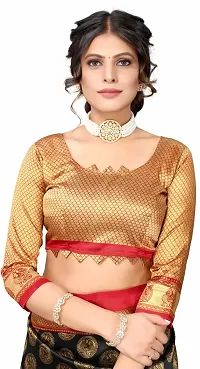 Women Stylish Net Printed Saree with Blouse piece-thumb3