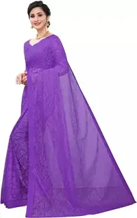 Elegant Purple Cotton Silk Saree with Blouse piece For Women-thumb1