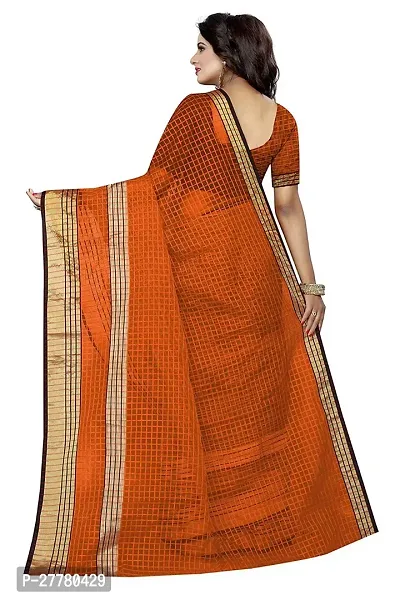 Stylish Cotton Silk Orange Printed Saree With Blouse Piece For Women-thumb4