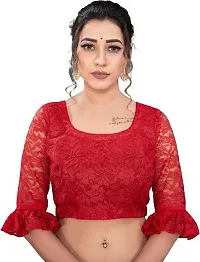 Women Stylish Net Self Pattern Saree with Blouse piece-thumb4