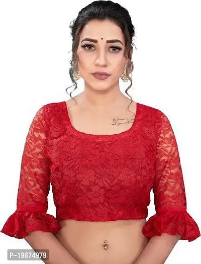 Women Stylish Net Self Pattern Saree with Blouse piece-thumb5