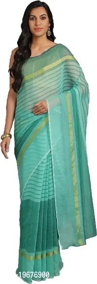 Women Stylish Art Silk Striped Saree with Blouse piece-thumb0