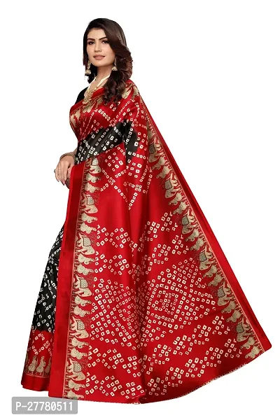 Stylish Art Silk Black Printed Saree With Blouse Piece For Women-thumb2