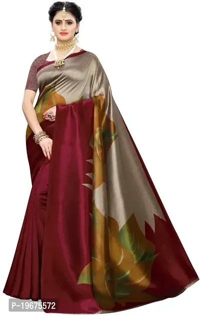 Women Stylish Art Silk Printed Saree with Blouse piece-thumb0