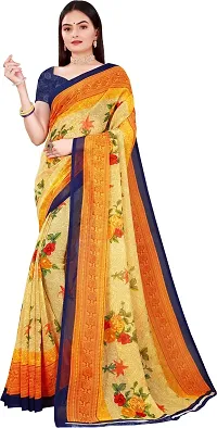 Women Stylish Georgette Printed Saree with Blouse piece-thumb4