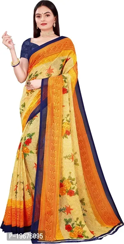 Women Stylish Georgette Printed Saree with Blouse piece-thumb5