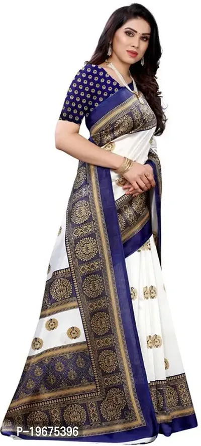 Women Stylish Art Silk Printed Saree with Blouse piece-thumb3