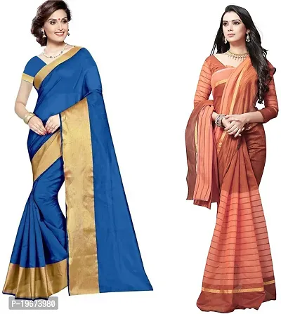 Women Stylish Cotton Silk Woven Design Saree with Blouse piece