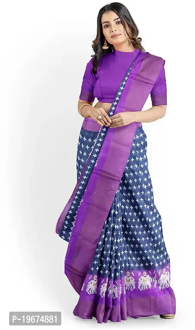 Women Stylish Art Silk Printed Saree with Blouse piece-thumb4