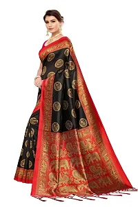 Stylish Black Cotton Silk Printed Saree with Blouse piece For Women-thumb1