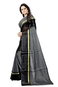 Stylish Black Cotton Silk Saree with Blouse piece For Women-thumb1